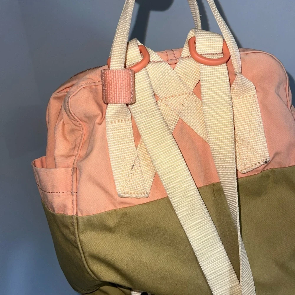 Fjallraven Kanken Art Landsort Backpack in Peach and Olive mini
